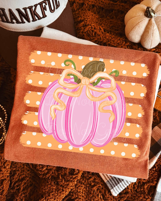 Pink Pumpkin Stripes DTF Graphics