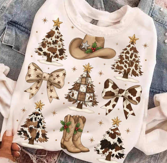 Western Christmas Collage DTF Graphics