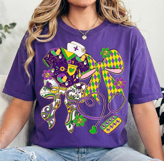 Mardi Gras Nurse DTF Graphics
