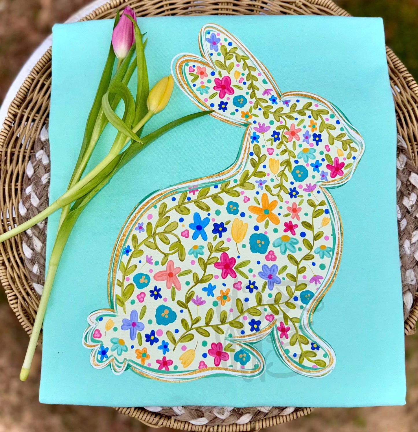 Floral Easter Bunny DTF Graphics