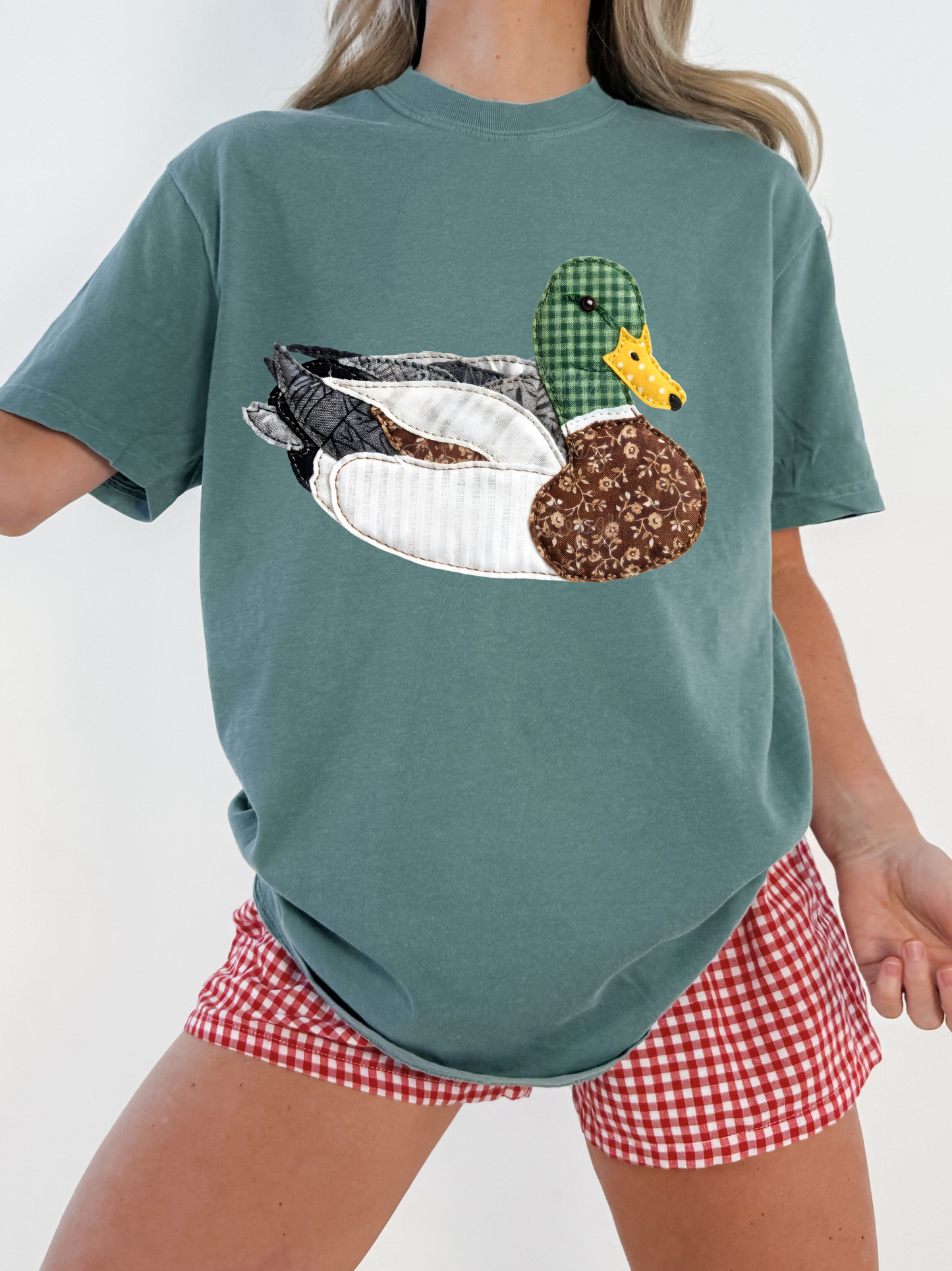Faux Patchwork Duck DTF Graphics