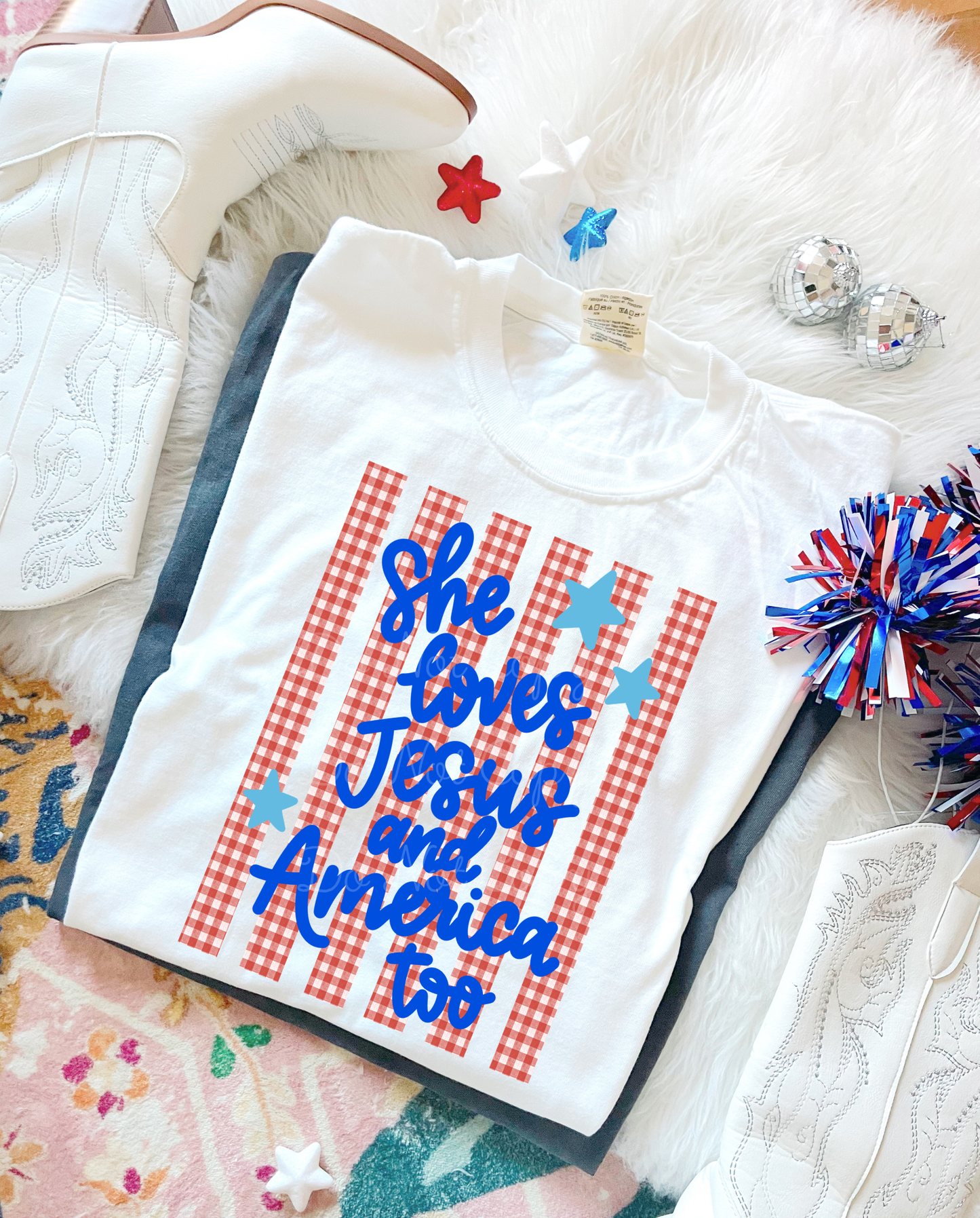 She Loves Jesus And America Too DTF Graphics