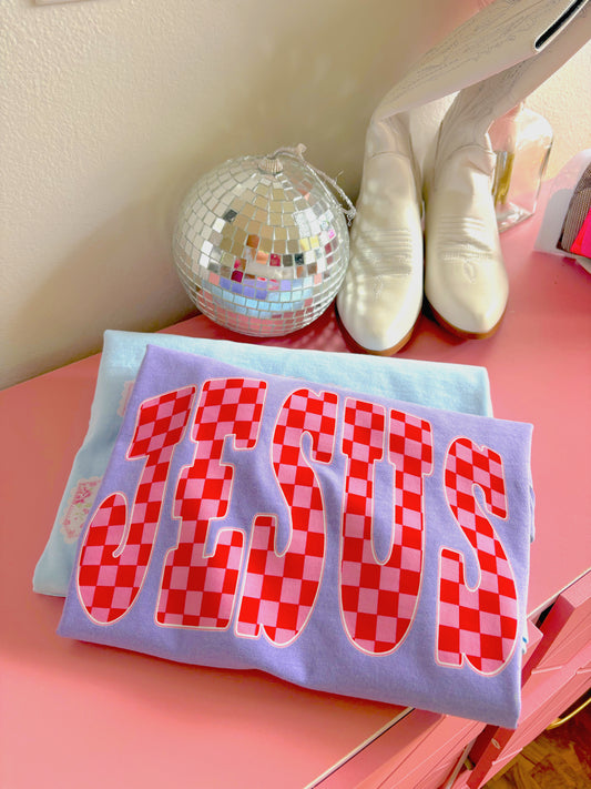 Checkered Jesus DTF Graphics