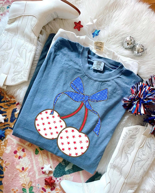 Patriotic Cherry DTF Graphics