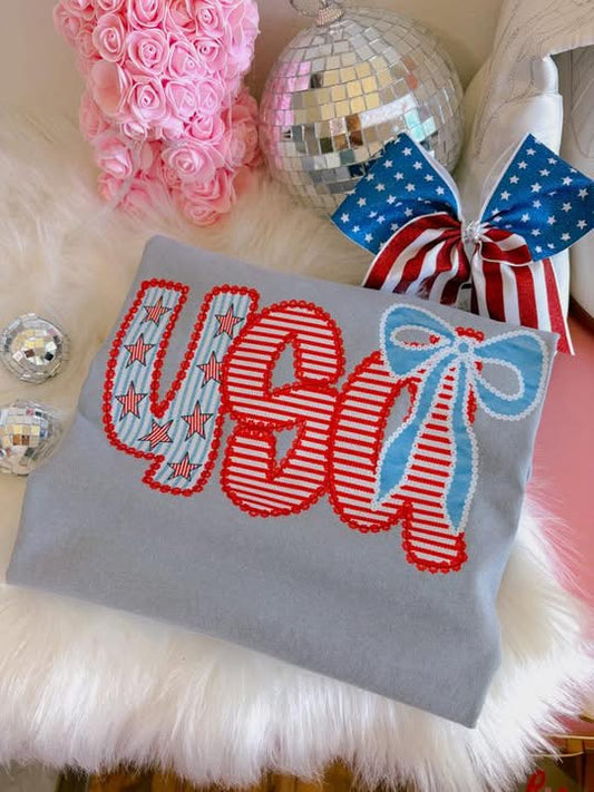 USA Stripes & Bow DTF Graphics