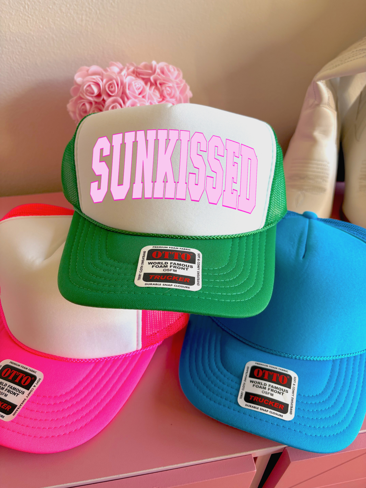 Sunkissed DTF Green + White Hat (TAT 15 BIZ DAYS)