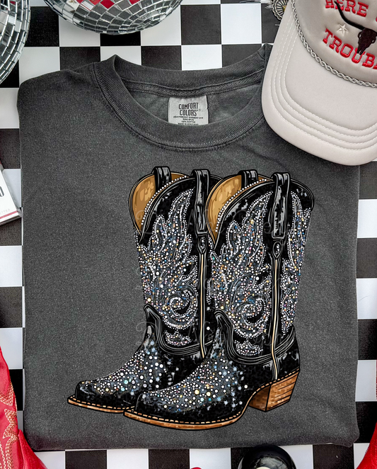 Faux Rhinestone Boots DTF Graphics