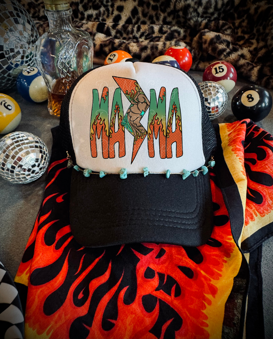 Western Mama DTF Black + White Hat (TAT 15 BIZ DAYS)