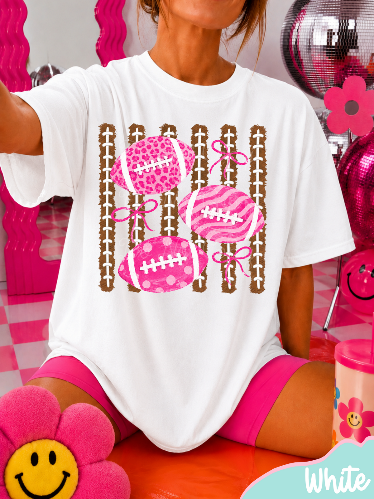 Pink Football Stripes DTF Graphics