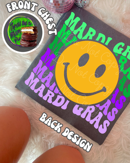 Mardi Gras Smiley (front & back) DTF Graphics