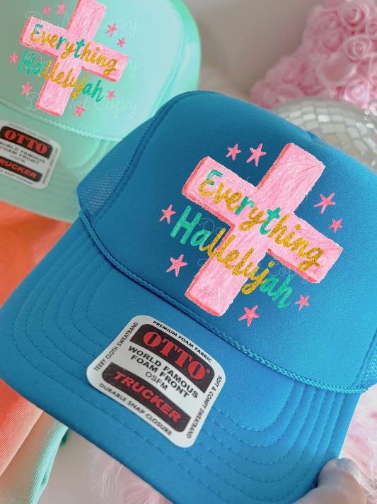Everything Hallelujah DTF Neon Blue Hat