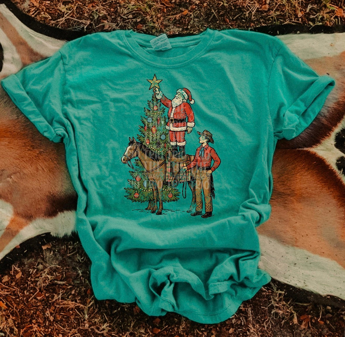 Cowboy Santa & Horse DTF Graphics