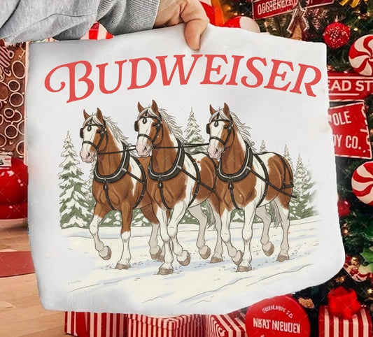 Budweiser Christmas Horses DTF Graphics