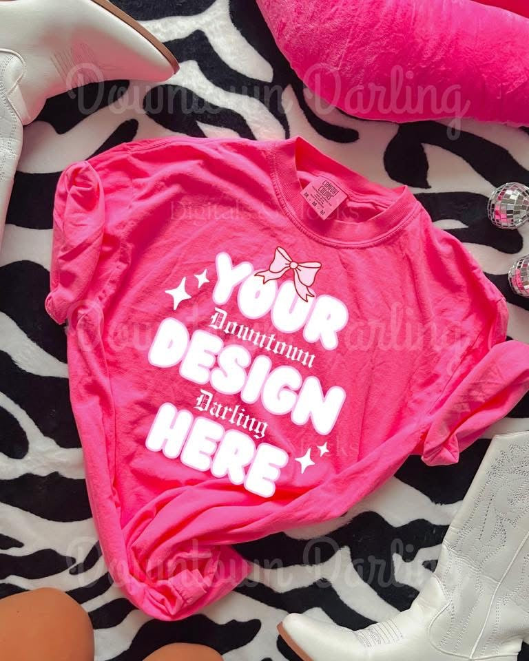 Neon Pink Comfort Color Mock-Up