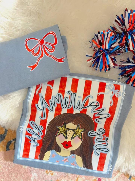All American Girl Brunette (front & back) DTF Graphics