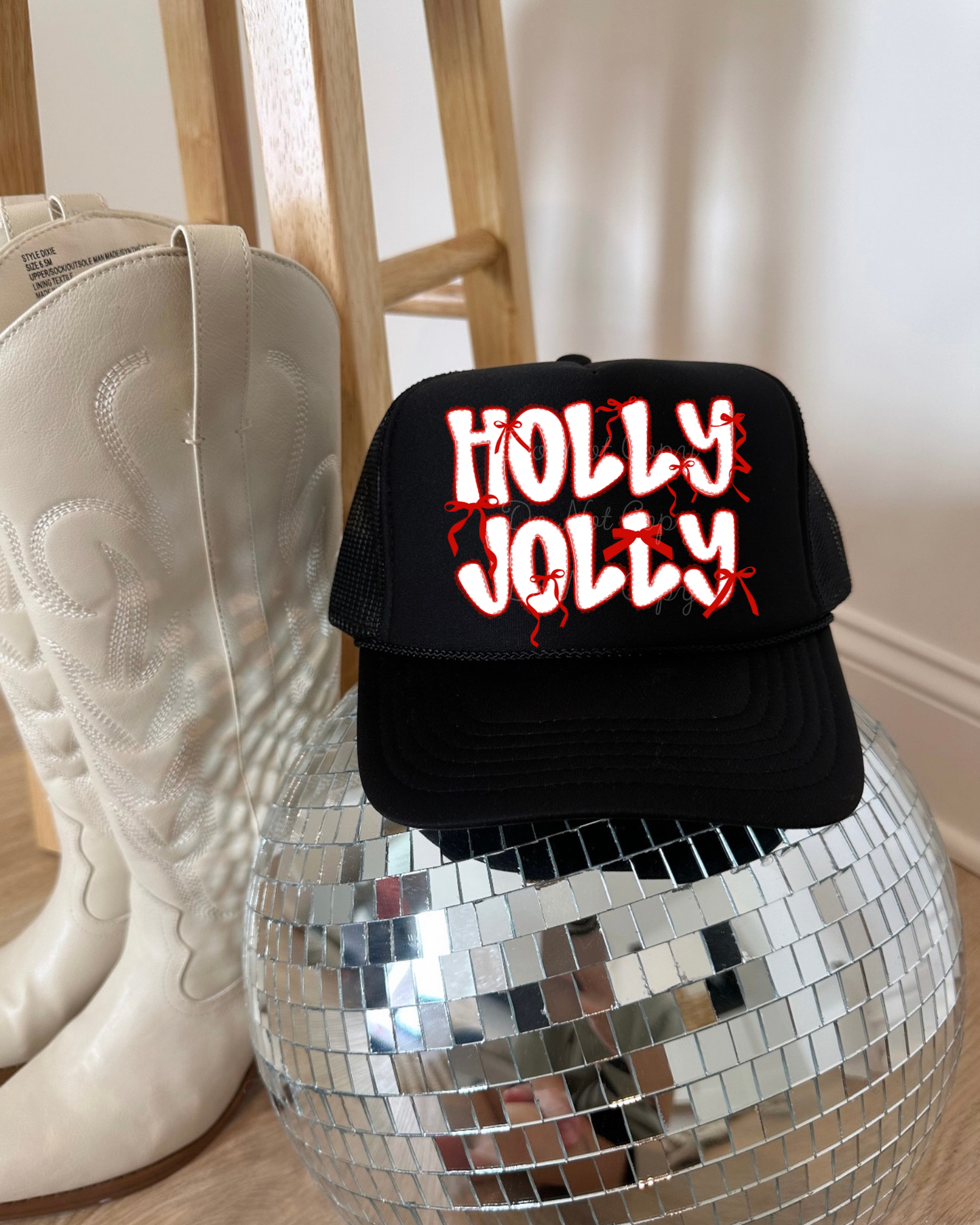 Holly Jolly DTF Black Hat (TAT 15 BIZ DAYS)