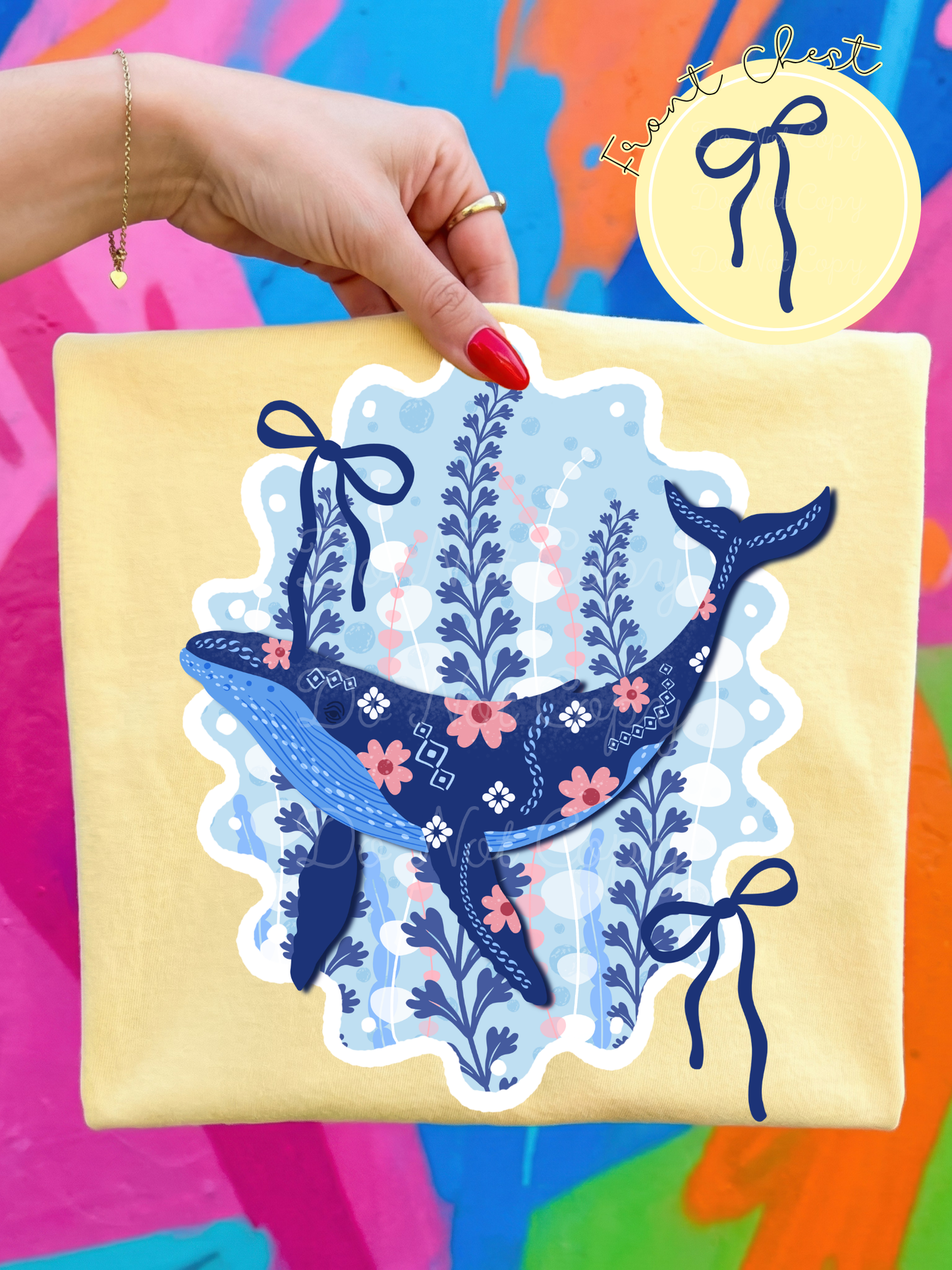 Floral Whale (front & back) DTF Graphics