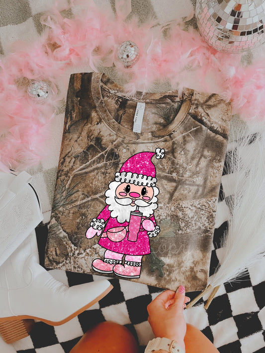 Pink Stanley Santa DTF Graphics