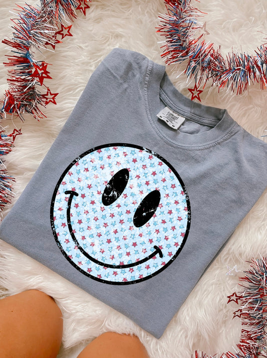 Patriotic Smiley DTF Graphics