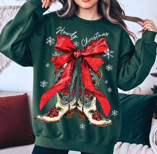 Howdy Christmas Boots DTF Graphics