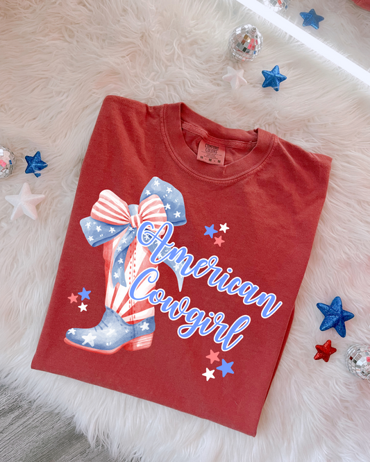 American Cowgirl Patriotic DTF Graphics