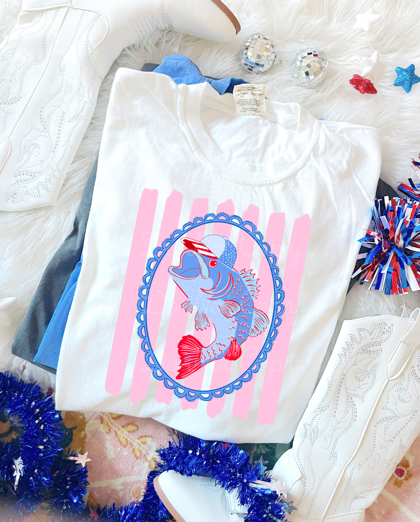 Patriotic Fish Stripes DTF Graphics