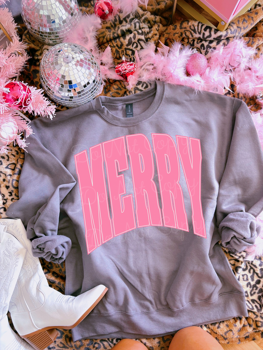 Oversized Print Merry DTF Graphics