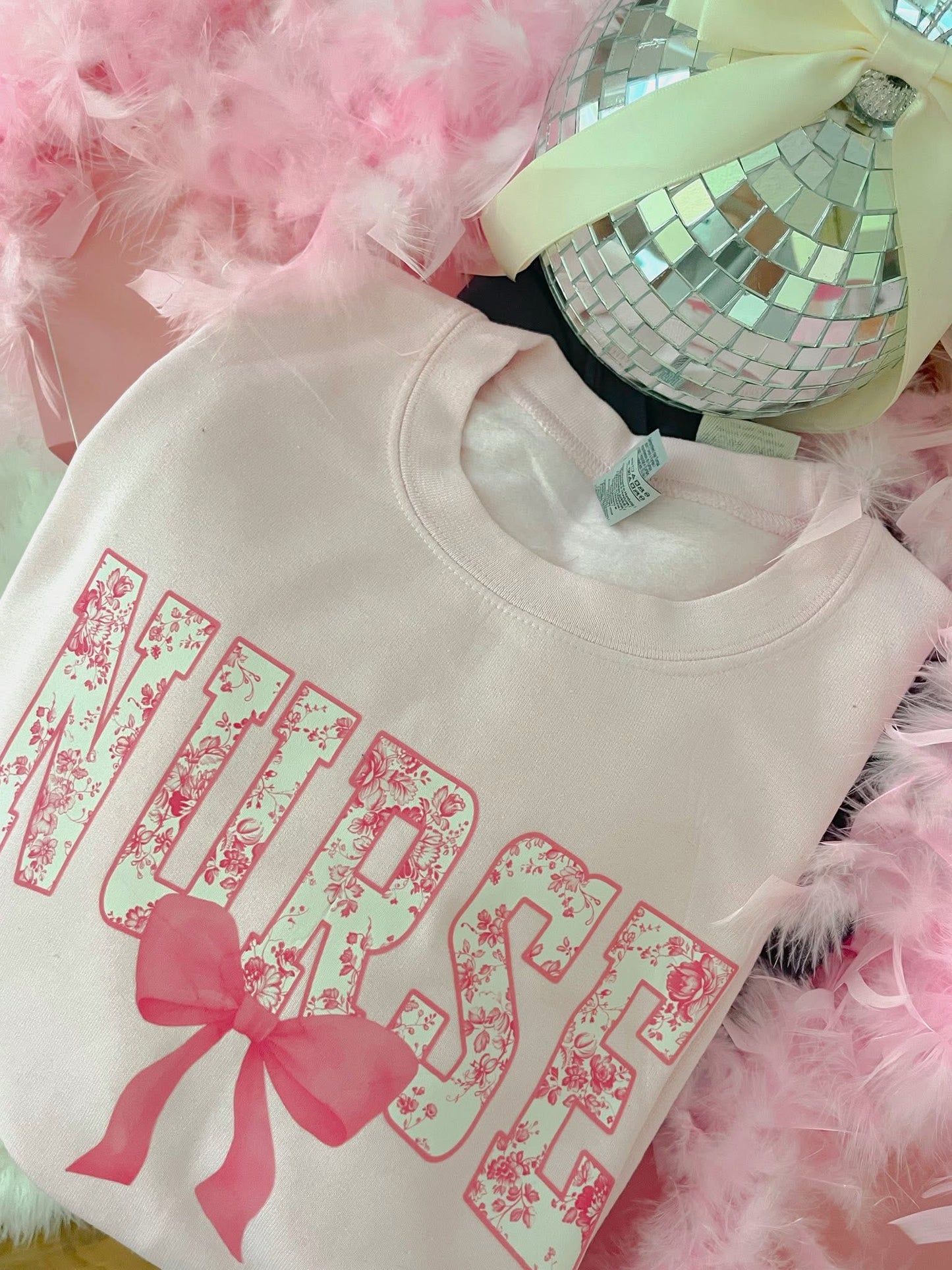 Pink Floral Nurse DTF Graphics