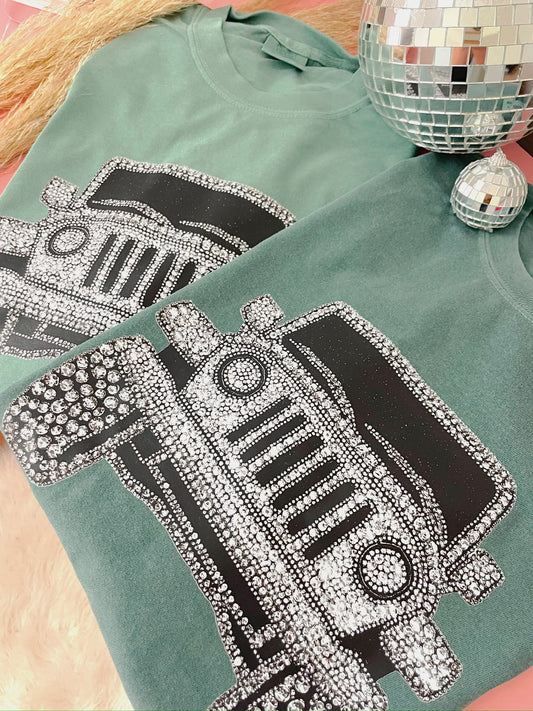 Rhinestone Jeep DTF Graphics