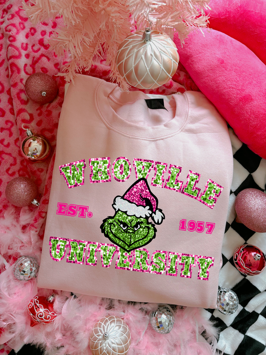 Whoville University Faux Glitter DTF Graphics