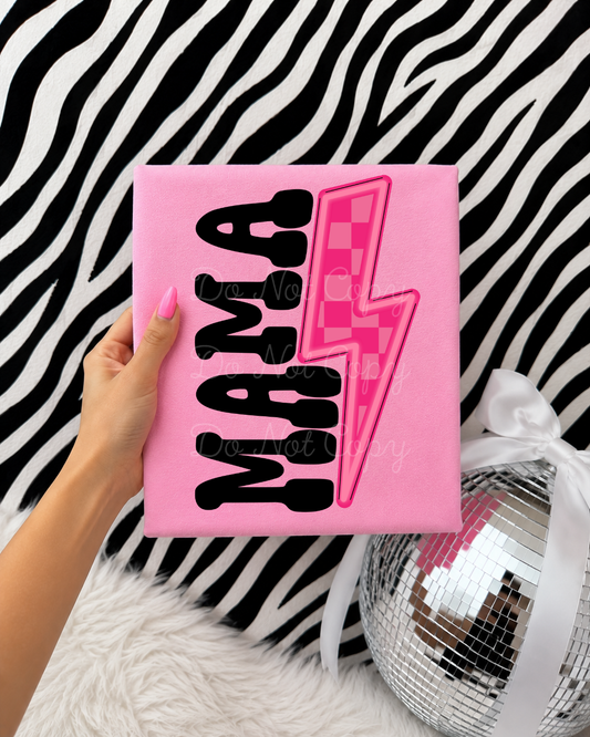 Pink Lightening Mama DTF Graphics