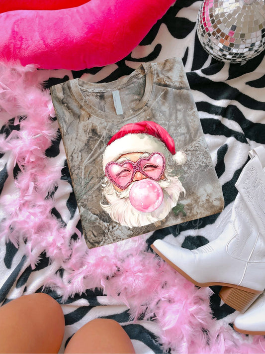Pink Bubblegum Santa DTF Graphics