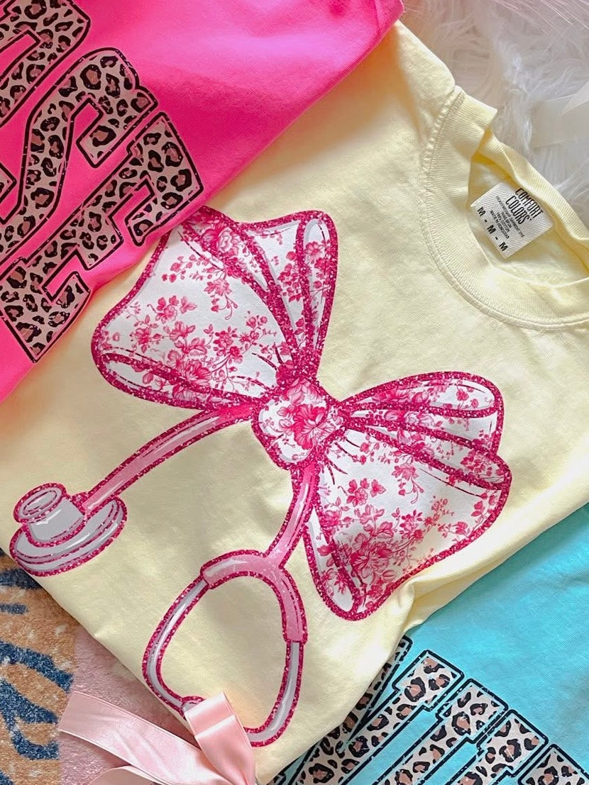 Pink Glitter Stethoscope DTF Graphics