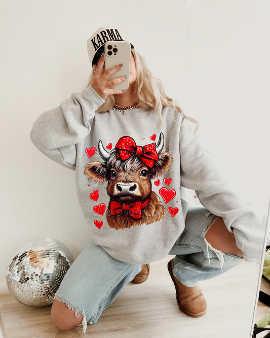 Valentine’s Highland Cow DTF Graphics