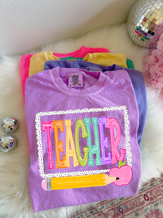 Teacher Spotted Boarder & Pencil DTF Graphics