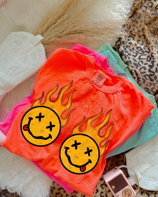Smiley Flames DTF Graphics