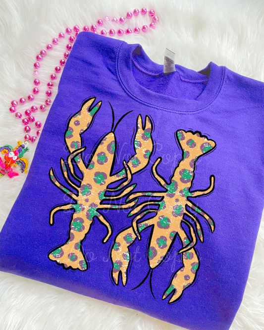 Mardi Gras Leopard Crawfish DTF Graphics