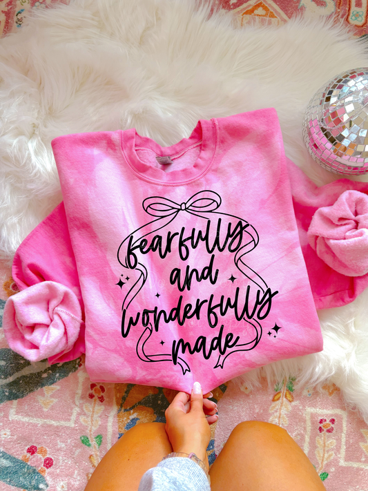 Fearfully & Wonderfully Made Pink Gildan Tie Dye DTF Graphics