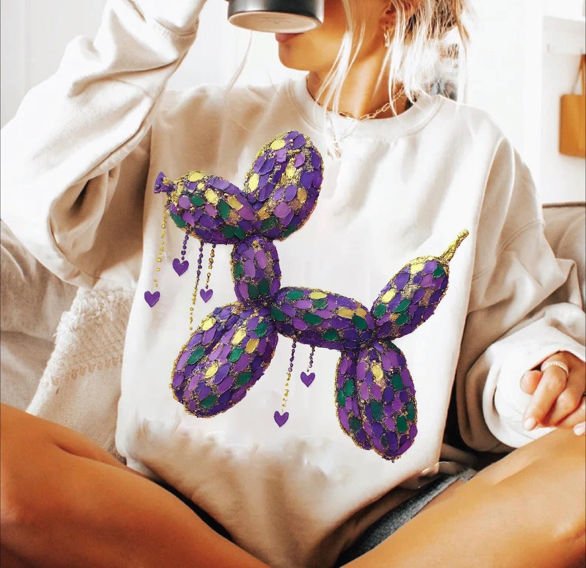 Mardi Gras Balloon Dog DTF Graphics