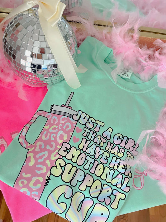 Just A Girl Emotional Support Cup DTF Graphics