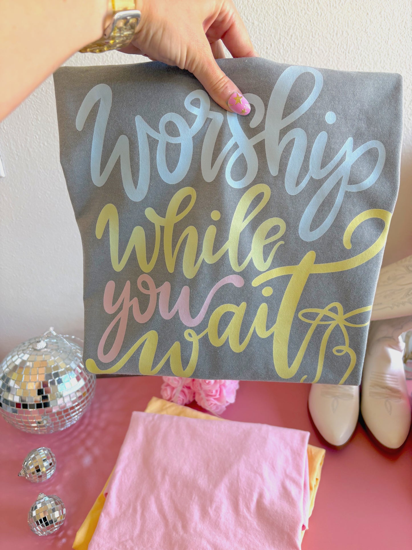 Worship While You Wait DTF Graphics