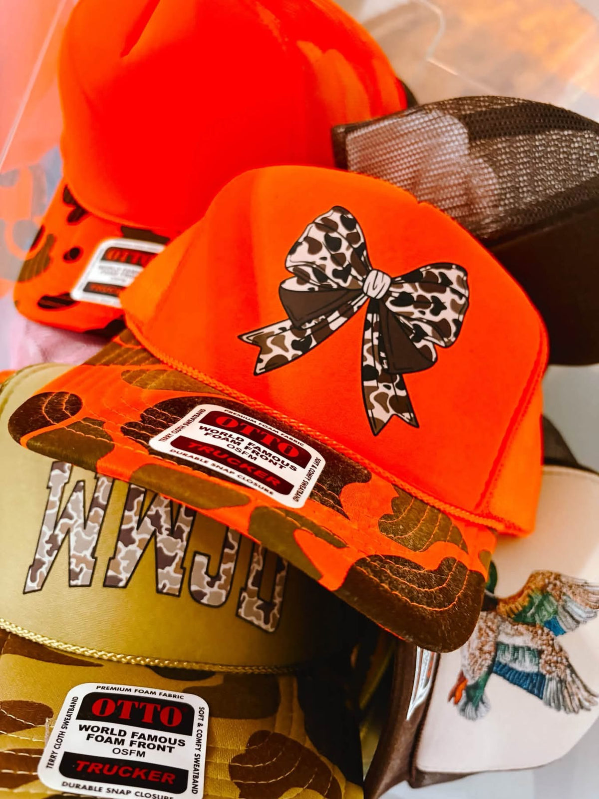 Camo Bow DTF Orange Camo Hat