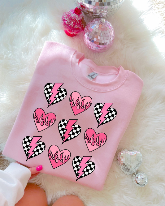 Checkered Hearts DTF Graphics