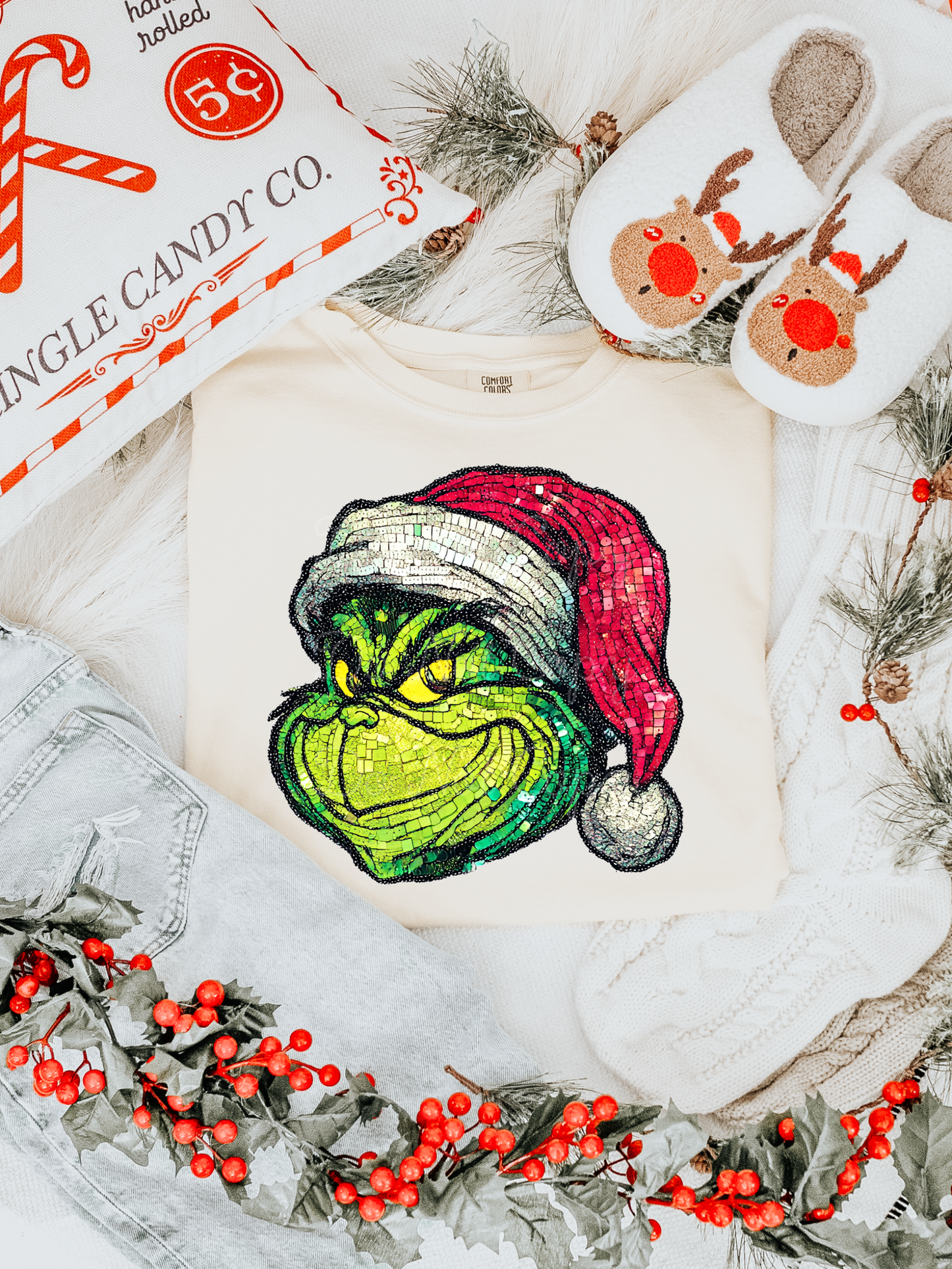 Faux Sequin Green Man DTF Graphics