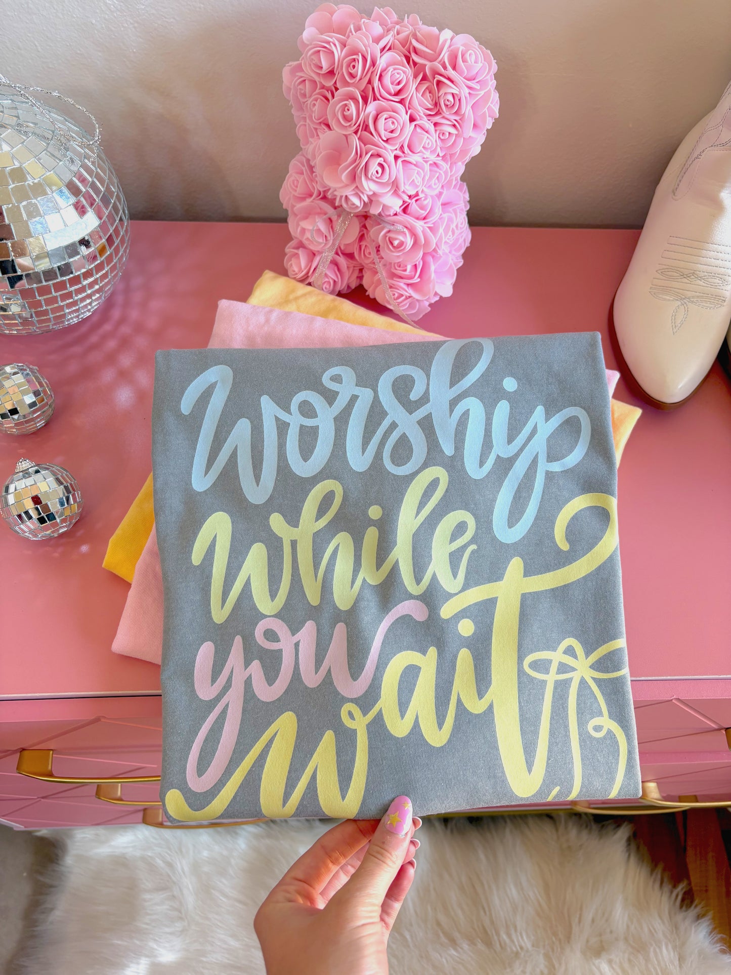 Worship While You Wait DTF Graphics