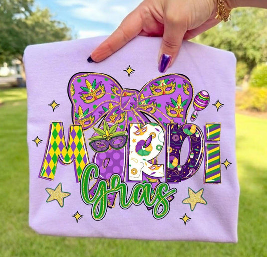 Mardi Gras Bow DTF Graphics