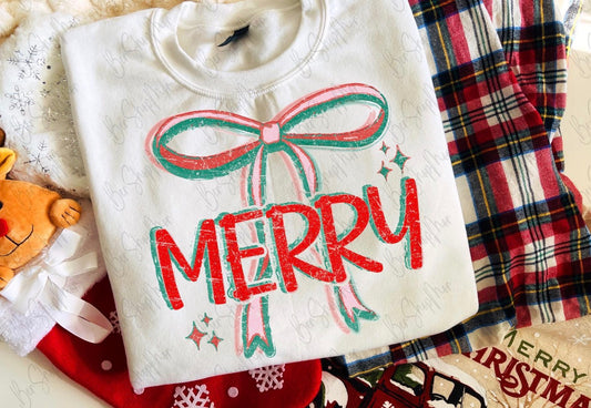 Merry Bow DTF Graphics