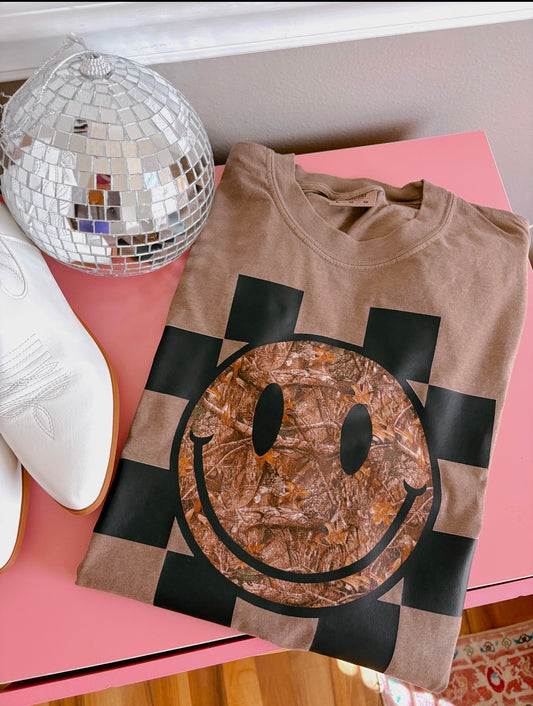 Camo Smiley Checkered DTF Graphics