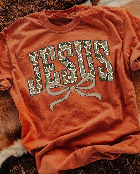Camo Jesus W/ Bow DTF Graphics