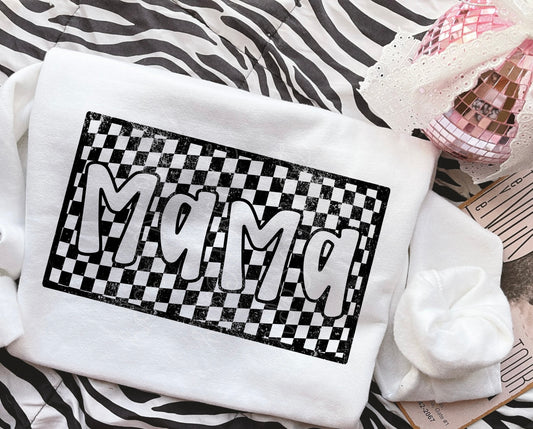 Checkered Box Mama DTF Graphics